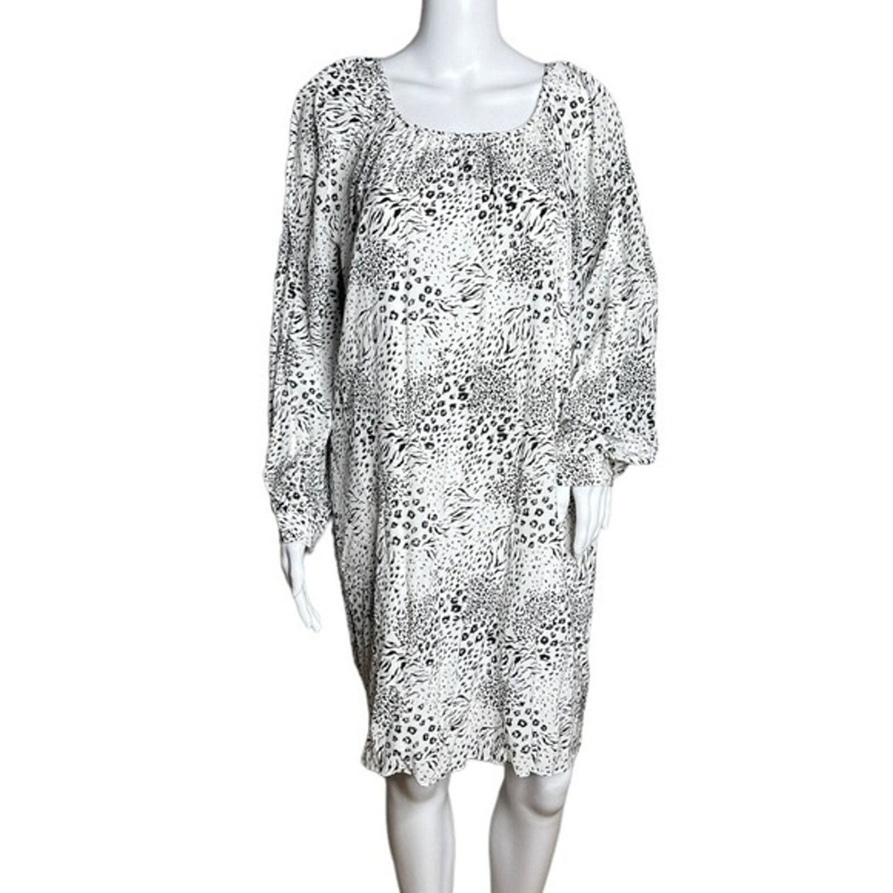 Joie Dress Women Large White Black Animal Print Shift Animata Dress Edgy Party‎